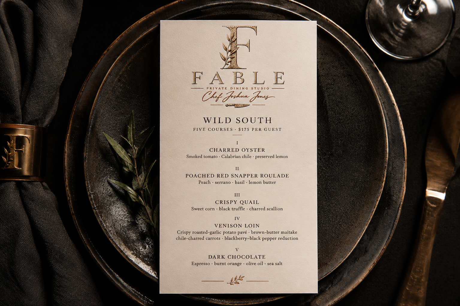 Sliced venison loin with potato pavé, maitake, charred carrots and blackberry–black pepper reduction